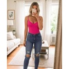 image:imageMANGOPOP Womens V Neck Double Lined Adjustable Cami BodysuitHot Pink