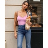 image:imageMANGOPOP Womens V Neck Double Lined Adjustable Cami BodysuitLace Pink
