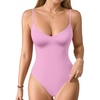 image:imageMANGOPOP Womens V Neck Double Lined Adjustable Cami BodysuitPink