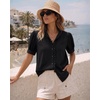 image:imageMANGOPOP Button Down Shirts for Women Puff Short Sleeve BlousesA1black