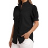 image:imageMANGOPOP Button Down Shirts for Women Puff Short Sleeve BlousesA1black