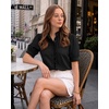 image:imageMANGOPOP Button Down Shirts for Women Puff Short Sleeve BlousesA1black