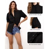 image:imageMANGOPOP Button Down Shirts for Women Puff Short Sleeve BlousesA1black