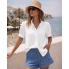image:imageMANGOPOP Button Down Shirts for Women Puff Short Sleeve BlousesA2white