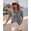 image:imageMANGOPOP Button Down Shirts for Women Puff Short Sleeve BlousesCheckered