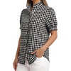 image:imageMANGOPOP Button Down Shirts for Women Puff Short Sleeve BlousesCheckered