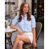 image:imageMANGOPOP Button Down Shirts for Women Puff Short Sleeve BlousesSky Blue