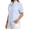 image:imageMANGOPOP Button Down Shirts for Women Puff Short Sleeve BlousesSky Blue