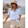 image:imageMANGOPOP Button Down Shirts for Women Puff Short Sleeve BlousesSky Blue