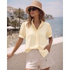 image:imageMANGOPOP Button Down Shirts for Women Puff Short Sleeve BlousesYellow