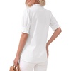 image:imageMANGOPOP Button Down Shirts for Women Puff Short Sleeve Ruffle BlouseAwhite