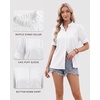 image:imageMANGOPOP Button Down Shirts for Women Puff Short Sleeve Ruffle BlouseAwhite