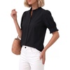 image:imageMANGOPOP Button Down Shirts for Women Puff Short Sleeve Ruffle BlouseBblack