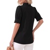 image:imageMANGOPOP Button Down Shirts for Women Puff Short Sleeve Ruffle BlouseBblack
