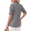 image:imageMANGOPOP Button Down Shirts for Women Puff Short Sleeve Ruffle BlouseBlack and White Checkered