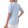 image:imageMANGOPOP Button Down Shirts for Women Puff Short Sleeve Ruffle BlouseSky Blue