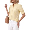 image:imageMANGOPOP Button Down Shirts for Women Puff Short Sleeve Ruffle BlouseYellow