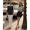 image:imageMANGOPOP Womens 34 Sleeve Puff Tunic Tops Dressy Casual BlousesSage Green