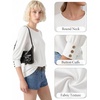 image:imageMANGOPOP Womens 34 Sleeve Puff Tunic Tops Dressy Casual BlousesWhite