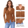 image:imageMANGOPOP Womens Button Down Shirts Trumpet Sleeve Blouse Ruched Mesh TopsBrown