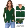 image:imageMANGOPOP Womens Button Down Shirts Trumpet Sleeve Blouse Ruched Mesh TopsDeep Green