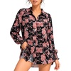 image:imageMANGOPOP Womens Floral Blouses Dressy Casual Button Down Shirts Fall TopsBlack Background Flower