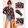 image:imageMANGOPOP Womens Floral Blouses Dressy Casual Button Down Shirts Fall TopsBlack Background Flower