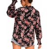 image:imageMANGOPOP Womens Floral Blouses Dressy Casual Button Down Shirts Fall TopsBlack Background Flower