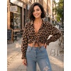 image:imageMANGOPOP Womens Floral Blouses Dressy Casual Button Down Shirts Fall TopsLeopard