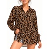image:imageMANGOPOP Womens Floral Blouses Dressy Casual Button Down Shirts Fall TopsLeopard