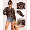 image:imageMANGOPOP Womens Floral Blouses Dressy Casual Button Down Shirts Fall TopsLeopard