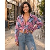image:imageMANGOPOP Womens Floral Blouses Dressy Casual Button Down Shirts Fall TopsPink Background Flower