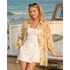 image:imageMANGOPOP Womens Floral Blouses Dressy Casual Button Down Shirts Fall TopsYellow Background Flower