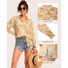 image:imageMANGOPOP Womens Floral Blouses Dressy Casual Button Down Shirts Fall TopsYellow Background Flower