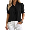 image:imageMANGOPOP Button Down Shirts for Women Puff Short Sleeve BlousesA1black