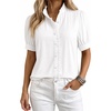 image:imageMANGOPOP Button Down Shirts for Women Puff Short Sleeve BlousesA2white