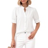 image:imageMANGOPOP Button Down Shirts for Women Puff Short Sleeve Ruffle BlouseAwhite