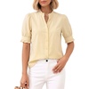 image:imageMANGOPOP Button Down Shirts for Women Puff Short Sleeve Ruffle BlouseYellow