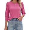 image:imageMANGOPOP Womens 34 Sleeve Puff Tunic Tops Dressy Casual BlousesCoral