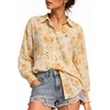 image:imageMANGOPOP Womens Floral Blouses Dressy Casual Button Down Shirts Fall TopsYellow Background Flower
