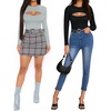image:imageMANGOPOP Womens Cutout Round Neck Bodysuit Long Sleeve Short Sleeve TopLong Sleeve Elephant Grey