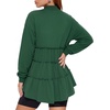 image:imageMANGOPOP Womens Mock Neck Tiered Sweatshirt Dress Long Sleeve Blouse FallGreen
