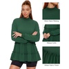image:imageMANGOPOP Womens Mock Neck Tiered Sweatshirt Dress Long Sleeve Blouse FallGreen