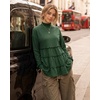 image:imageMANGOPOP Womens Mock Neck Tiered Sweatshirt Dress Long Sleeve Blouse FallGreen