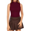 image:imageMANGOPOP Womens Mock Turtle Neck Sleeveless Tank Top Bodysuit06 Burgundy