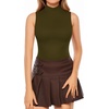 image:imageMANGOPOP Womens Mock Turtle Neck Sleeveless Tank Top Bodysuit12 Army Green