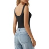 image:imageMANGOPOP Womens Square Neck Backless Tank Top BodysuitA01 Black