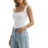 image:imageMANGOPOP Womens Square Neck Backless Tank Top BodysuitA02 White