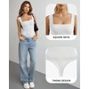 image:imageMANGOPOP Womens Square Neck Backless Tank Top BodysuitA02 White