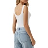 image:imageMANGOPOP Womens Square Neck Backless Tank Top BodysuitA02 White